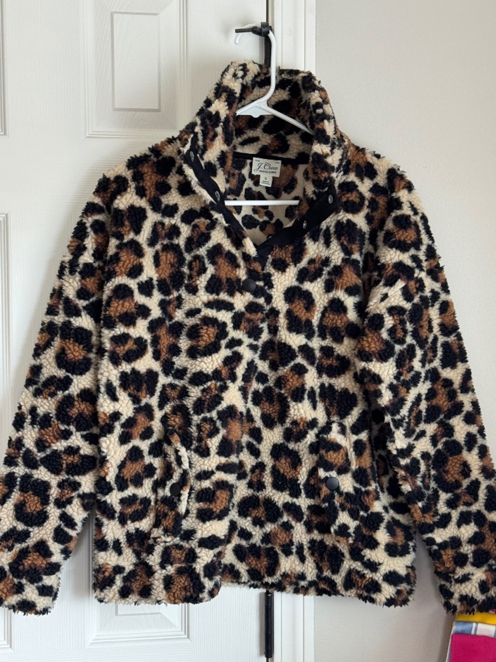 NWOT, JCREW, DARLING VINTAGE, THICK CHUNKY LEOPARD FLEECE.